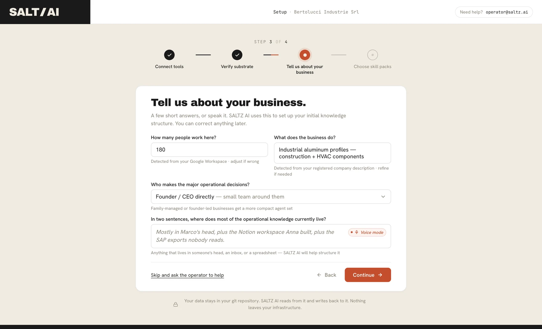 Tell it about your business. It does the rest.